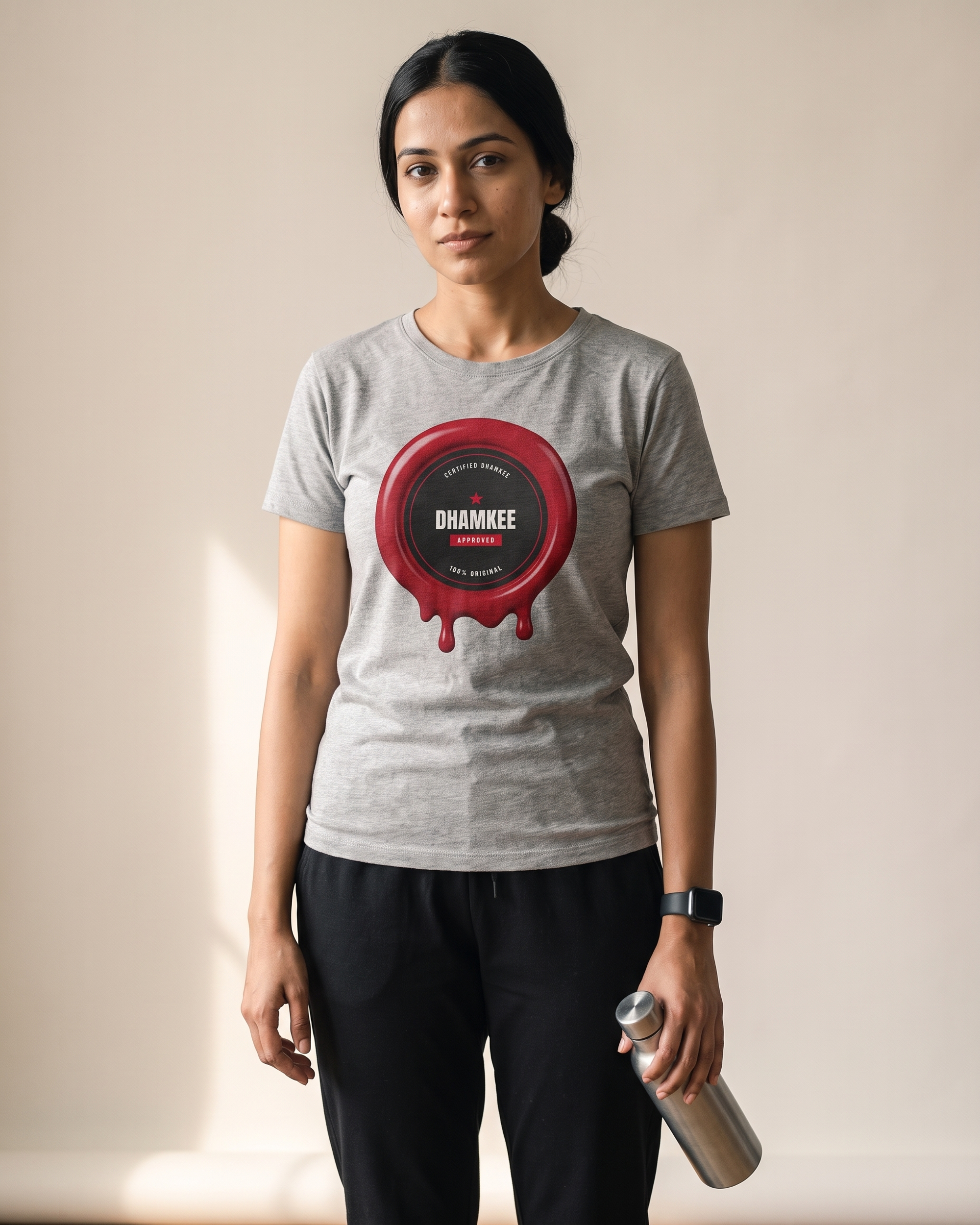 Certified Dhamkee Melange Grey Dhamkee gym t shirt