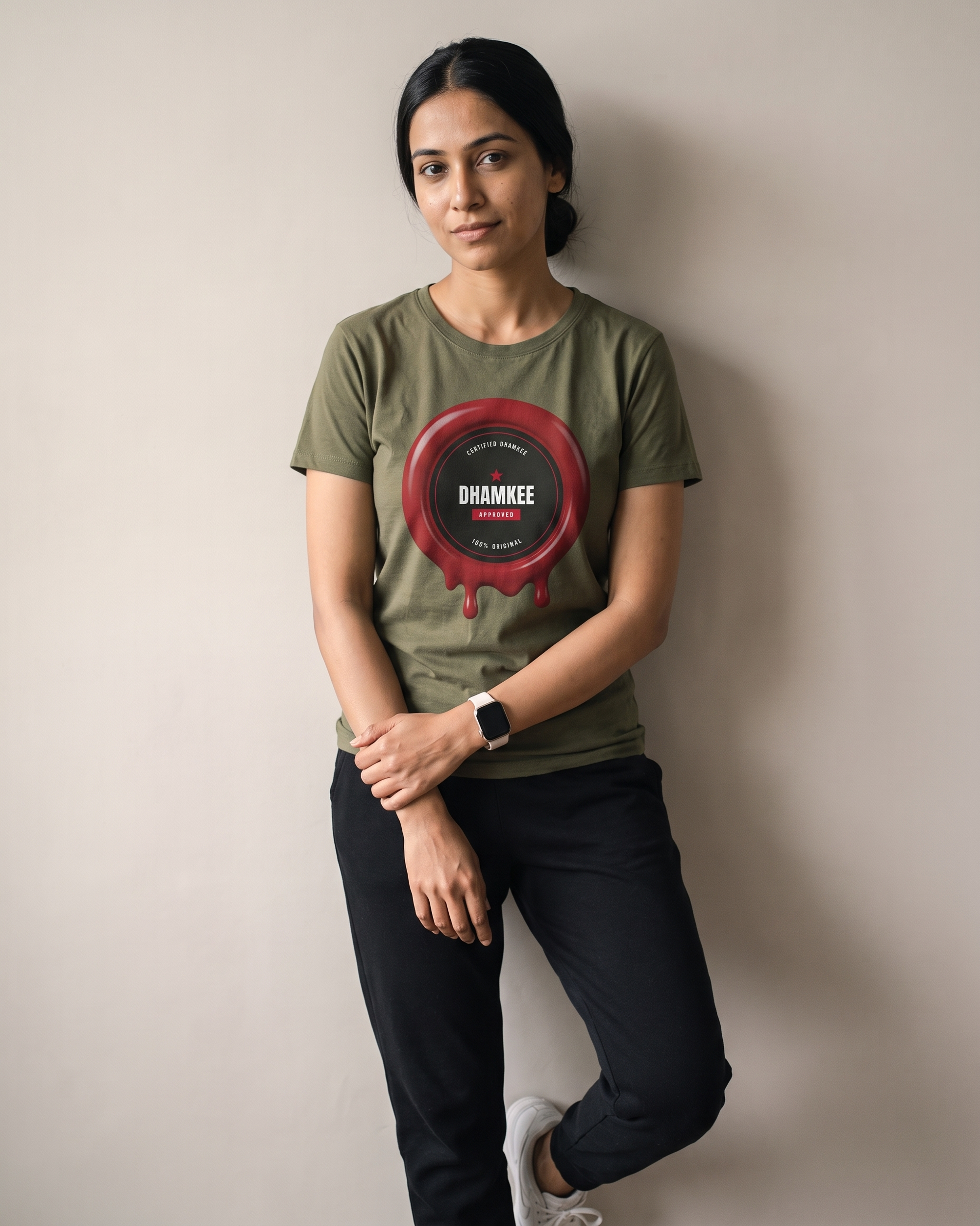 Certified Dhamkee Olive Green Dhamkee gym t shirt