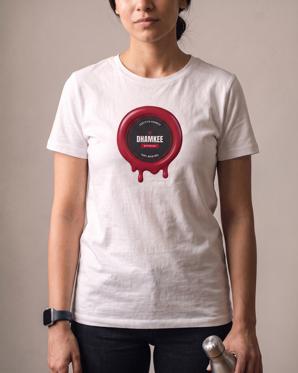 Certified Dhamkee White Dhamkee gym t shirt half