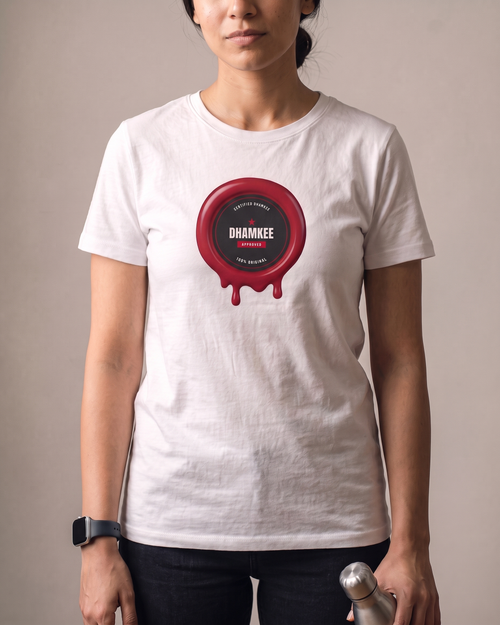 Certified Dhamkee White Dhamkee gym t shirt half