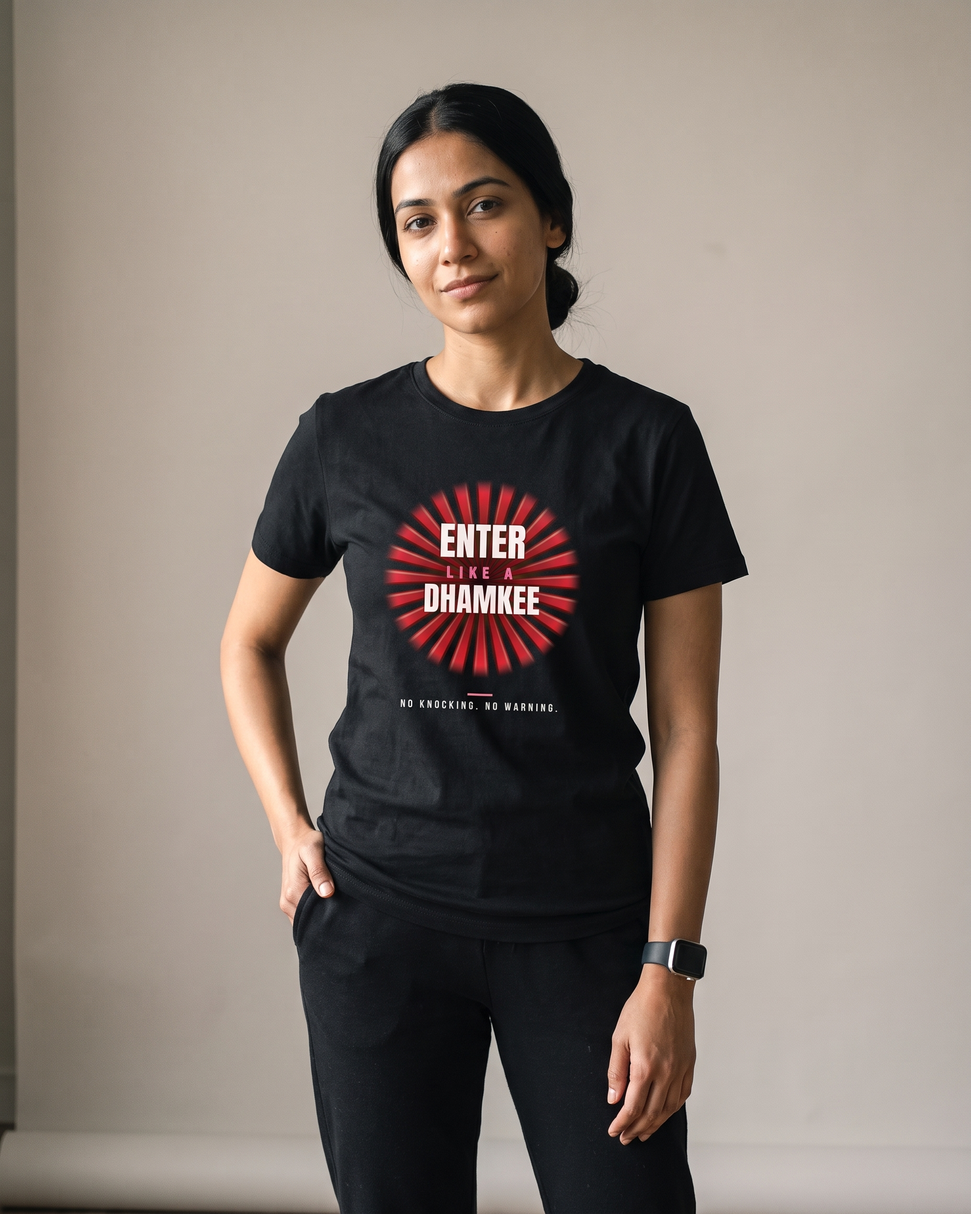Enter Like A Dhamkee Black Dhamkee gym t shirt