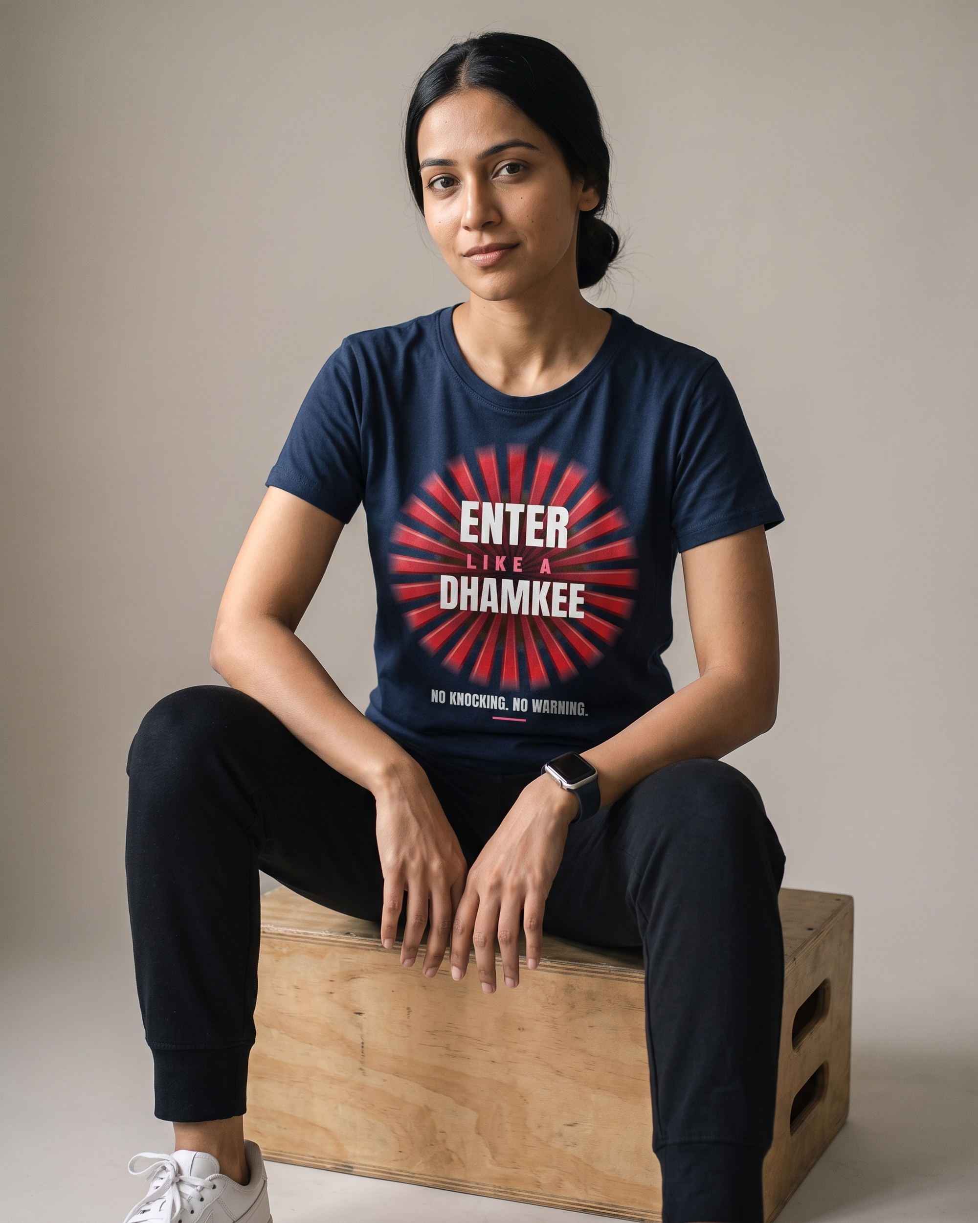 Enter Like A Dhamkee Navy Blue Dhamkee gym t shirt