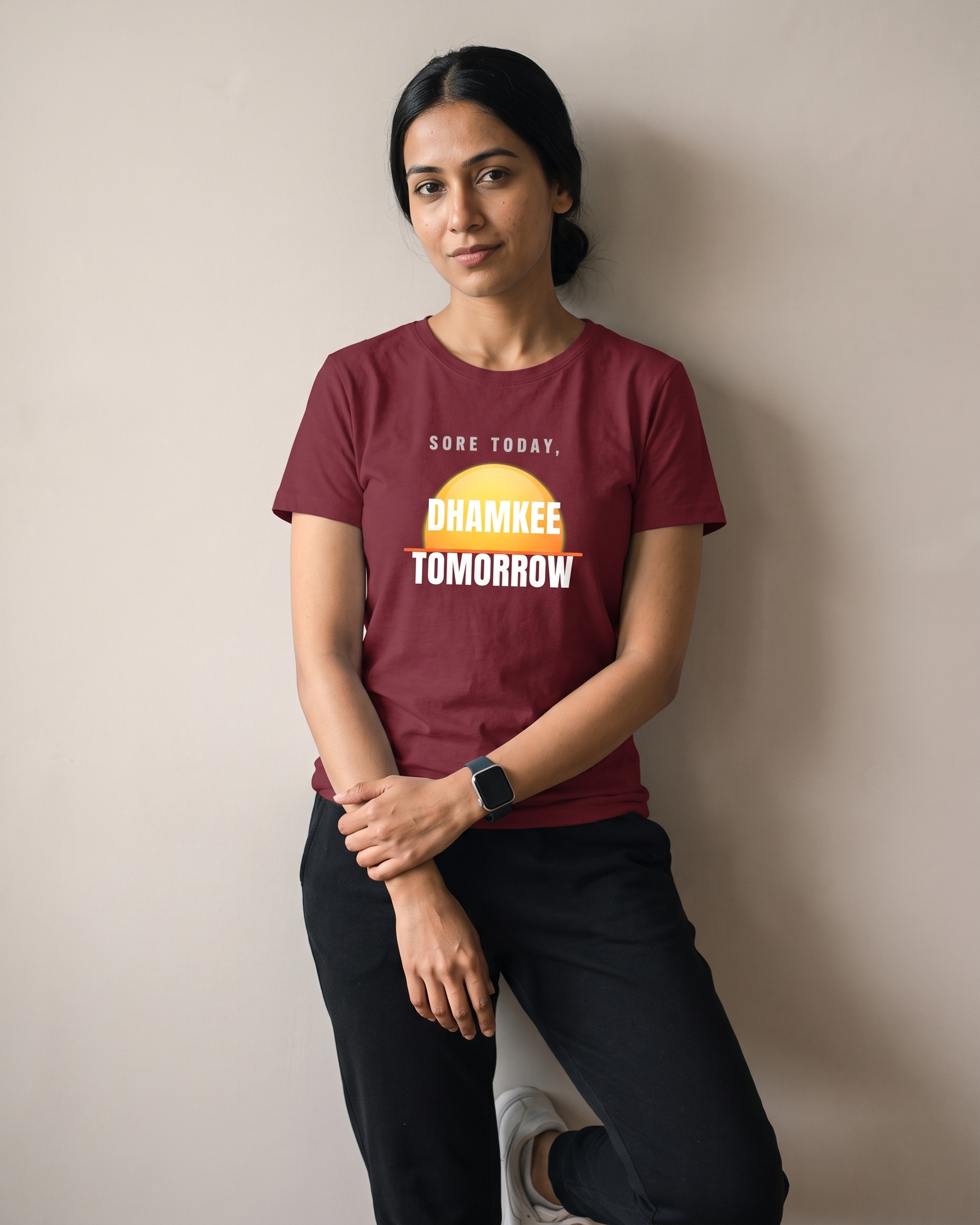 Sore Today Maroon Dhamkee gym t shirt