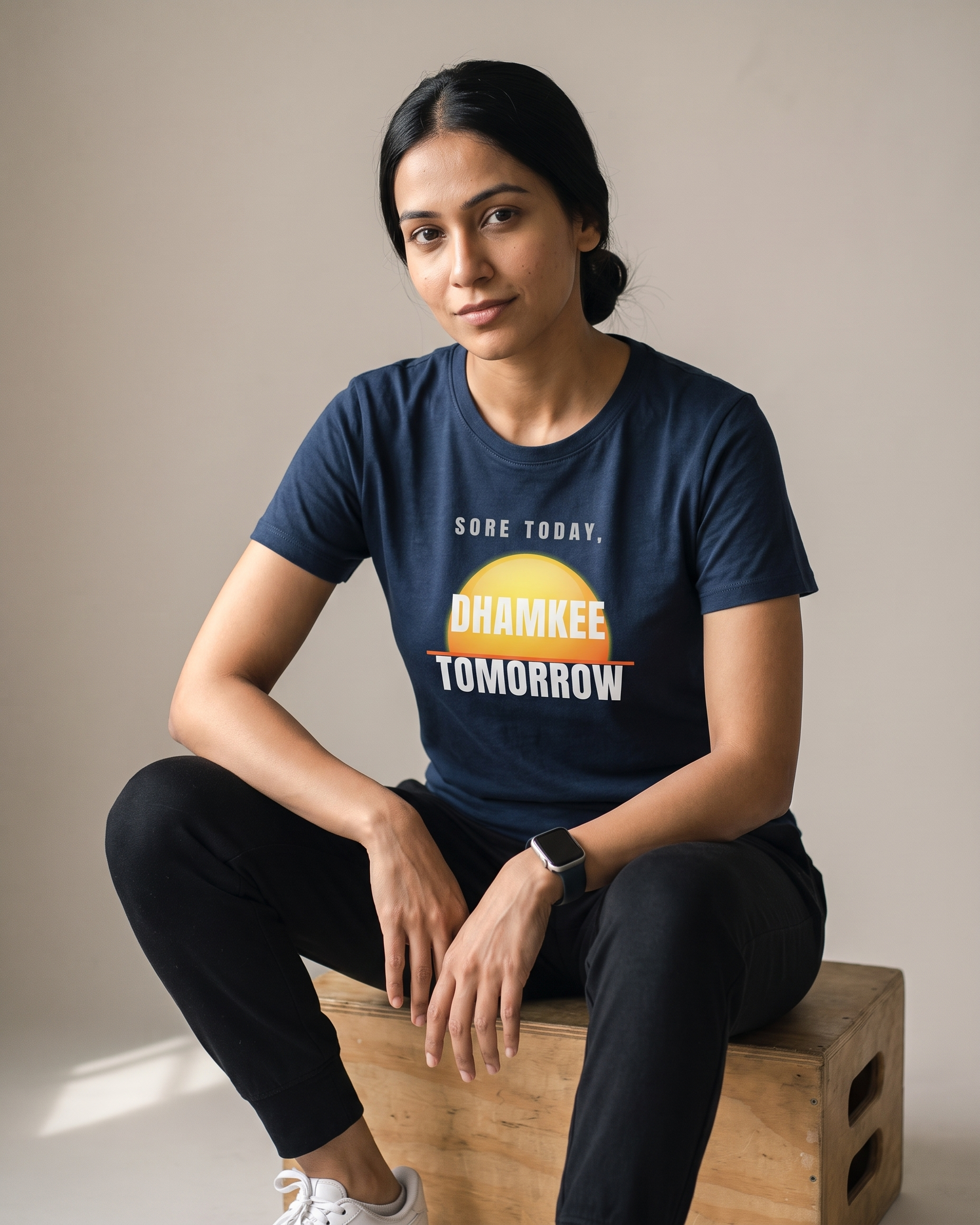 Sore Today Navy Blue Dhamkee gym t shirt