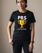 PRs Over Apologies Black Dhamkee gym t shirt detail