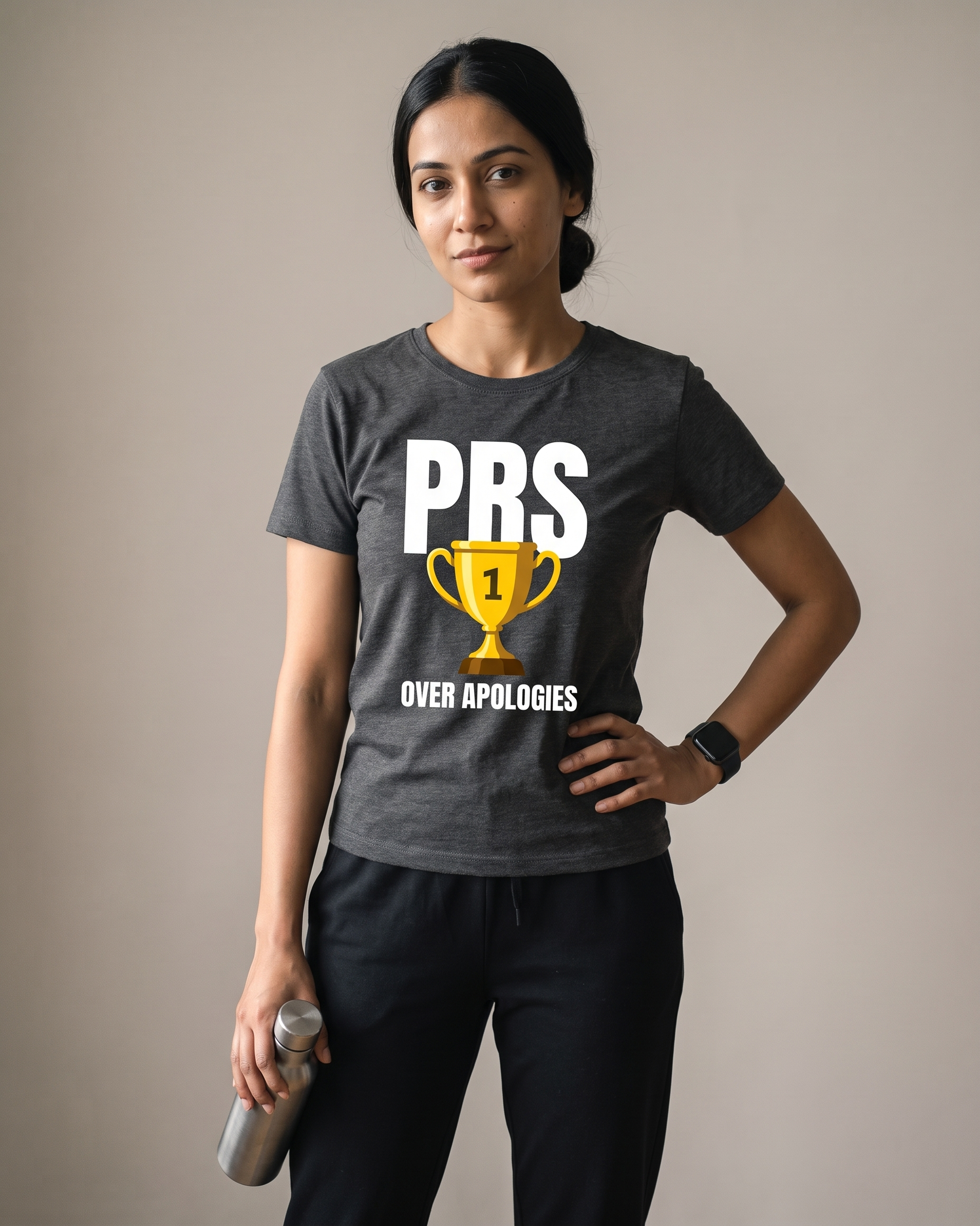 PRs Over Apologies Charcoal Grey Dhamkee gym t shirt
