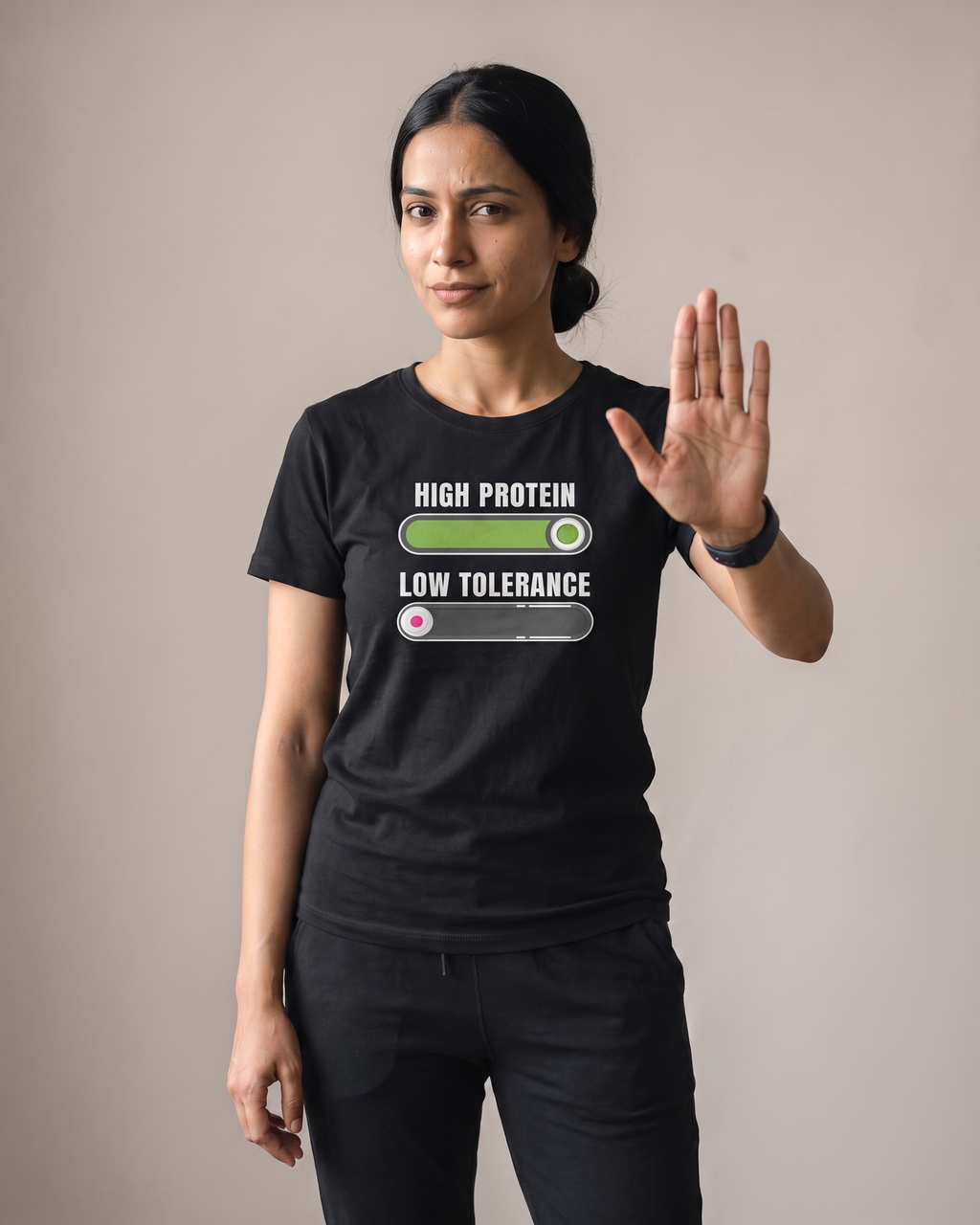Low Tolerance Black Dhamkee gym t shirt action