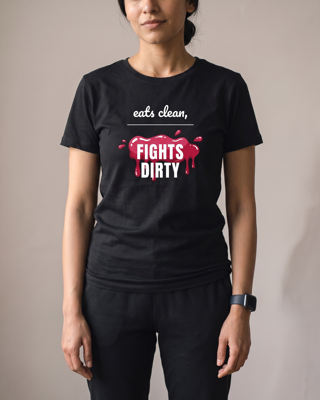 Fights Dirty Black Dhamkee gym t shirt half