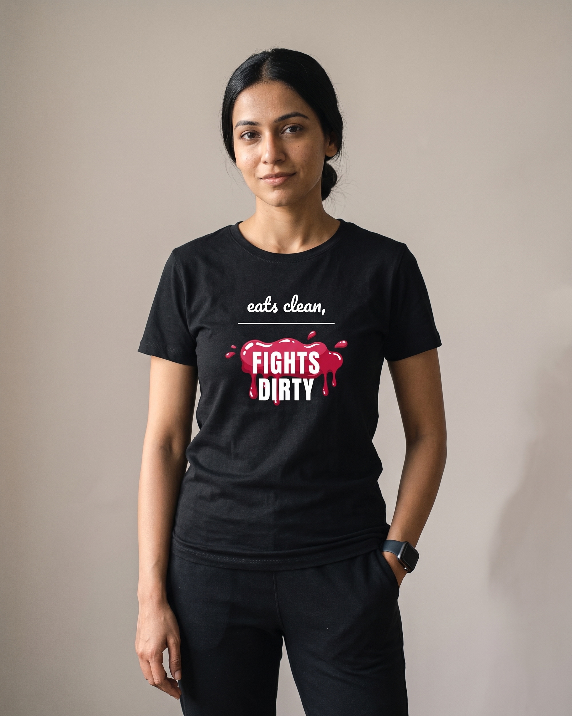 Fights Dirty Black Dhamkee gym t shirt