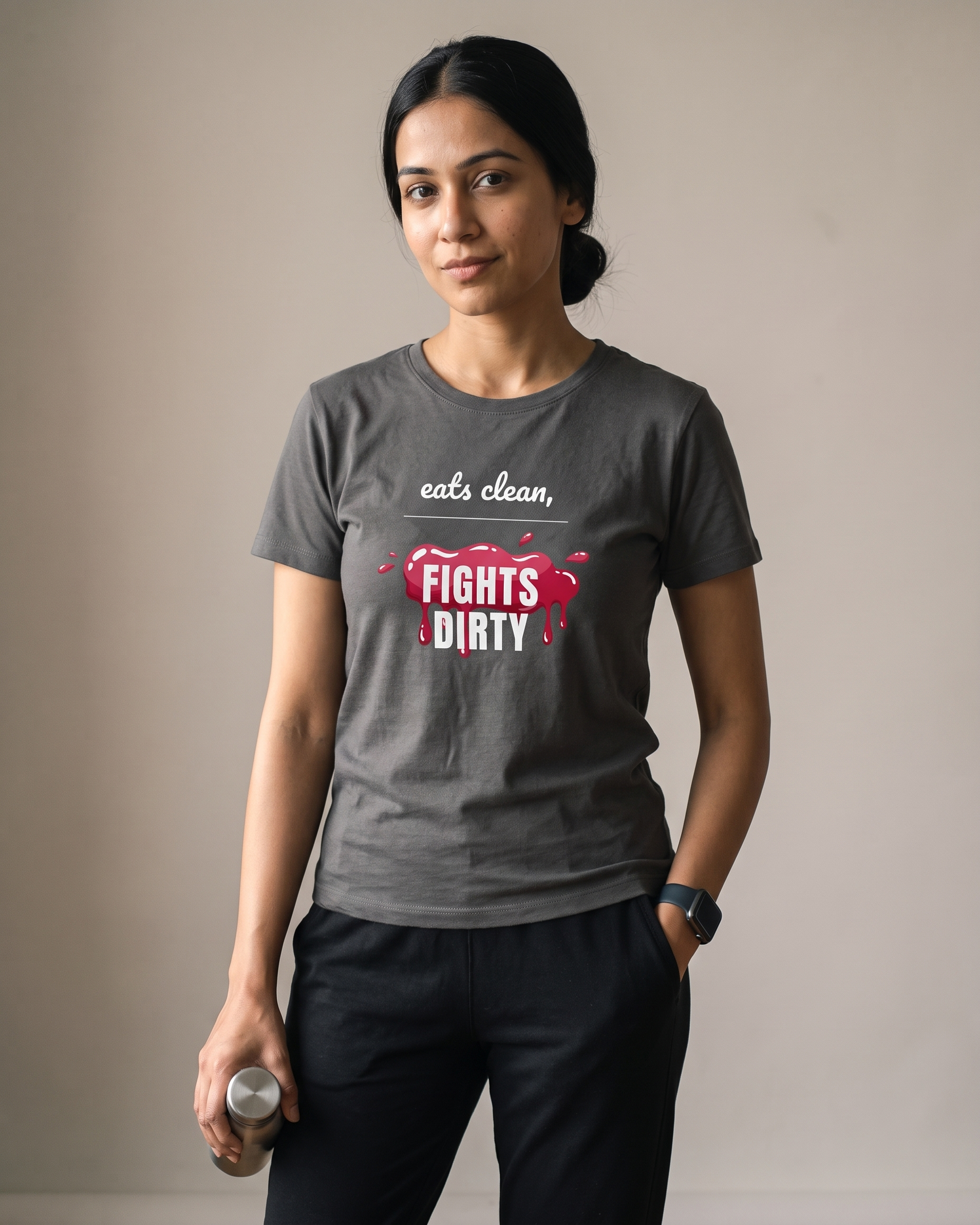 Fights Dirty Charcoal Grey Dhamkee gym t shirt