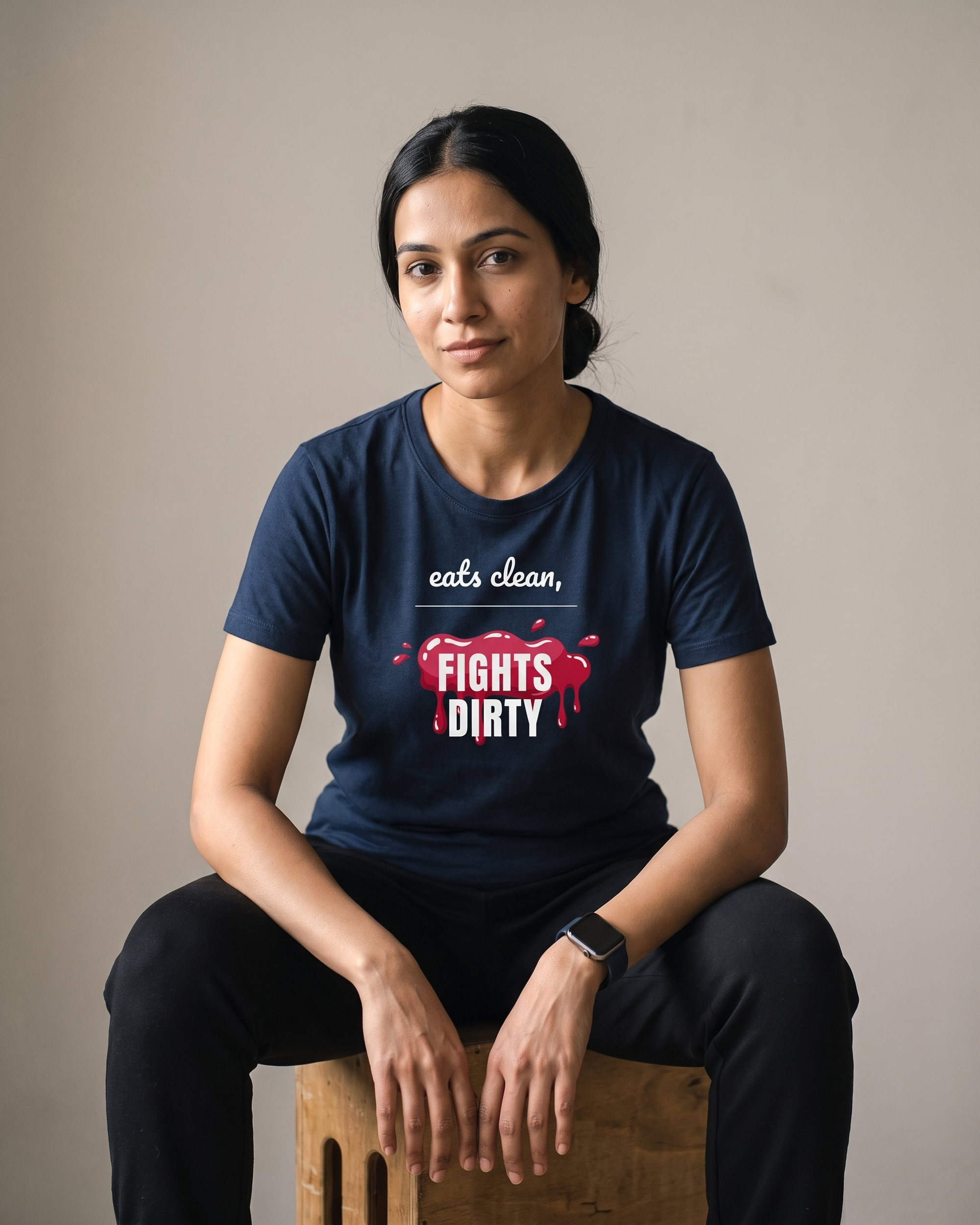 Fights Dirty Navy Blue Dhamkee gym t shirt