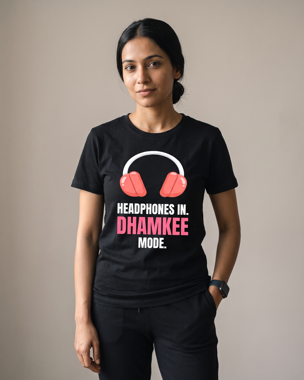 Headphones In Black Dhamkee gym t shirt