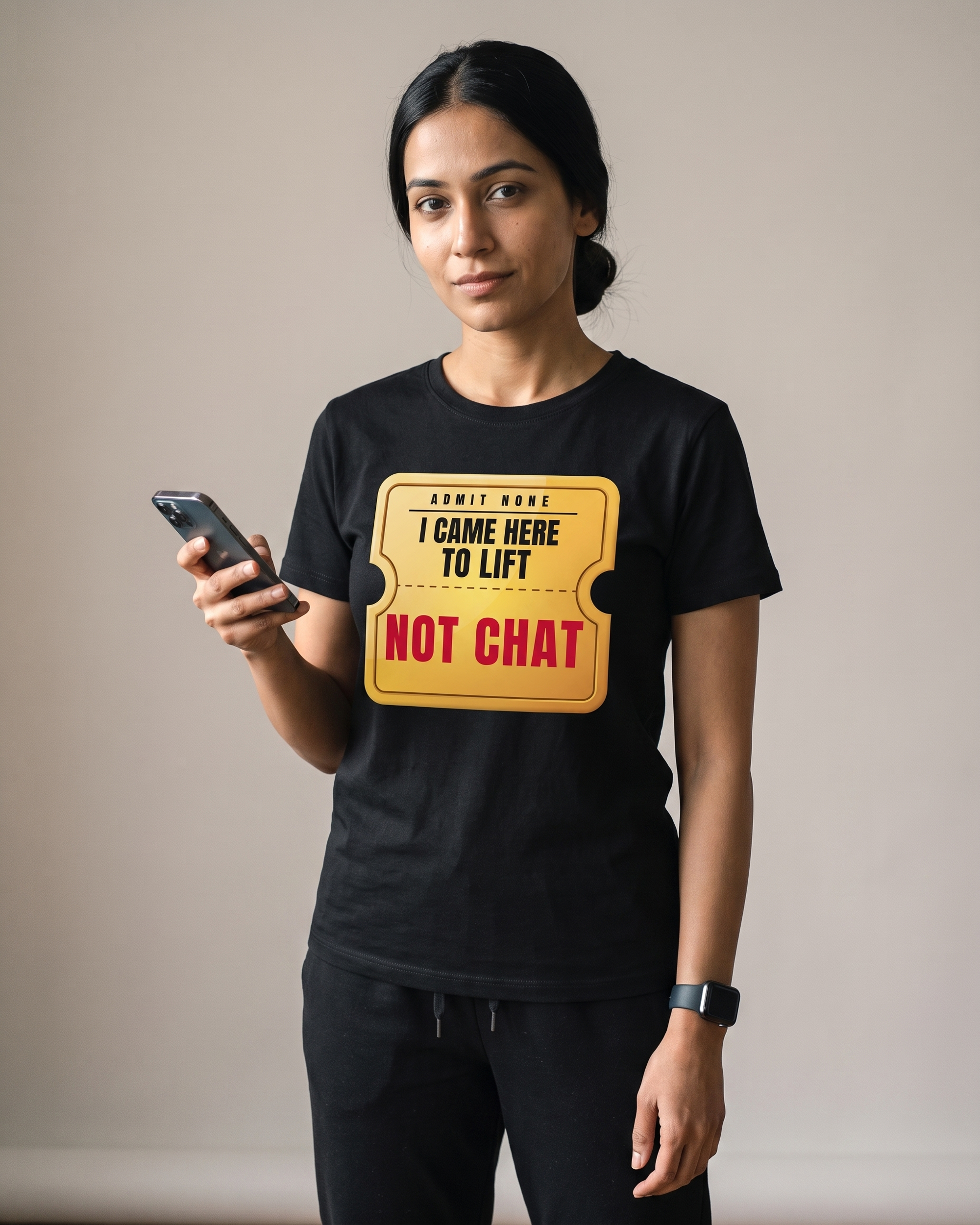 Not Here To Chat Black Dhamkee gym t shirt action