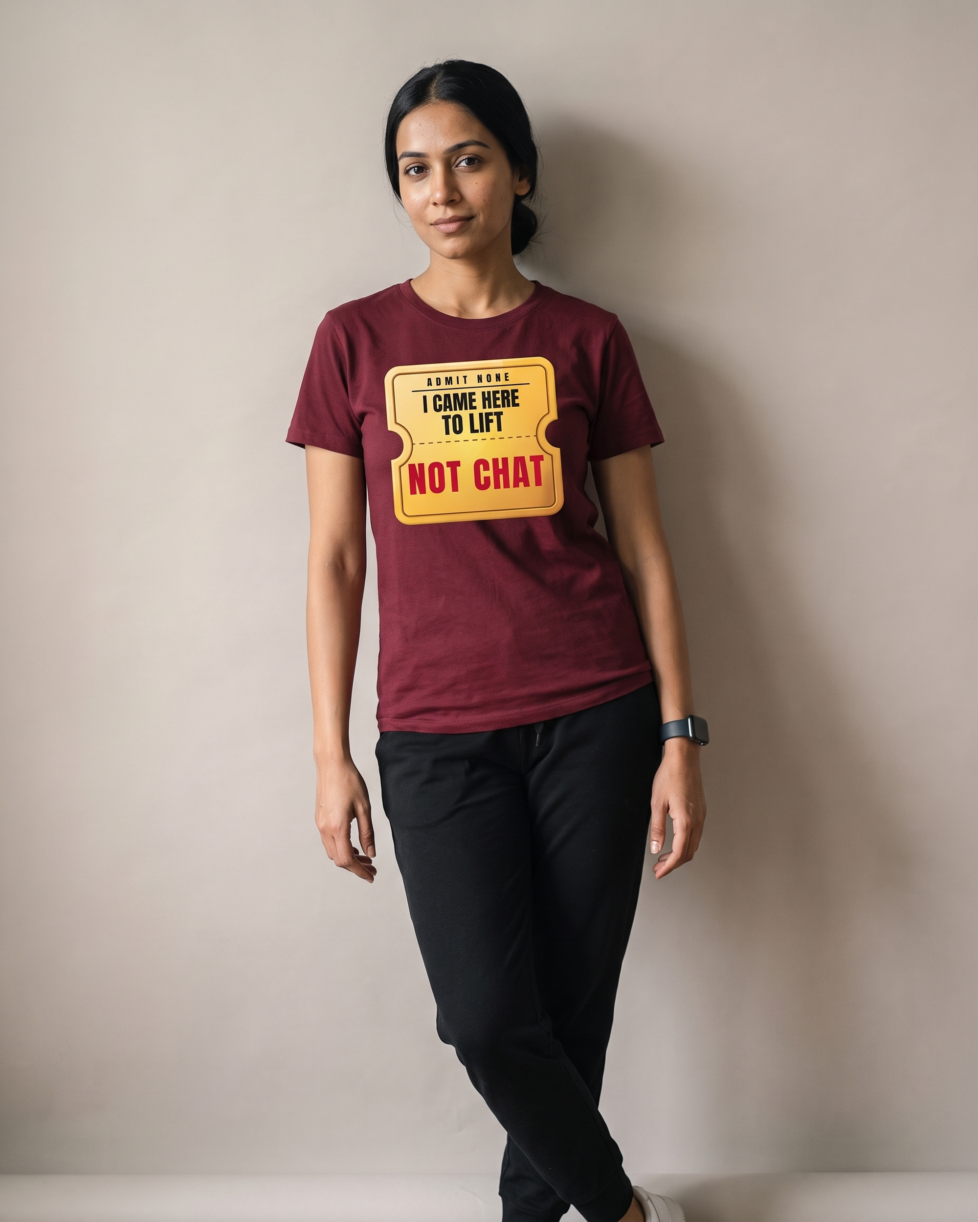 Not Here To Chat Maroon Dhamkee gym t shirt