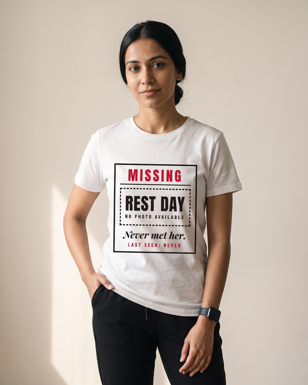 Never Met Rest Day White Dhamkee gym t shirt