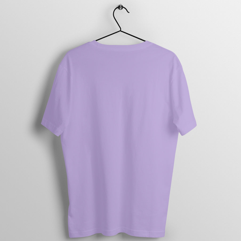 Squats & Regrets box fit gym t shirt for women in Iris Lavender, back view