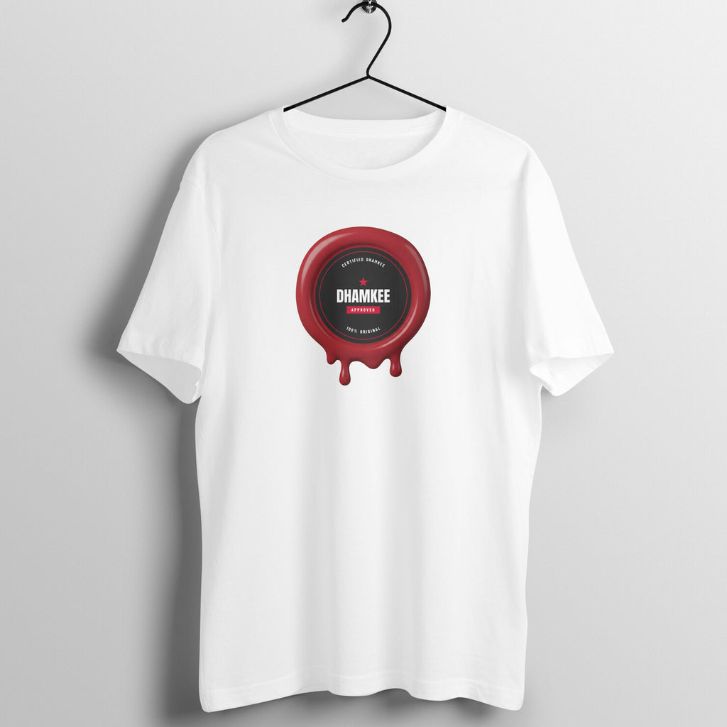 Certified Dhamkee box fit gym t shirt for women in White, front view