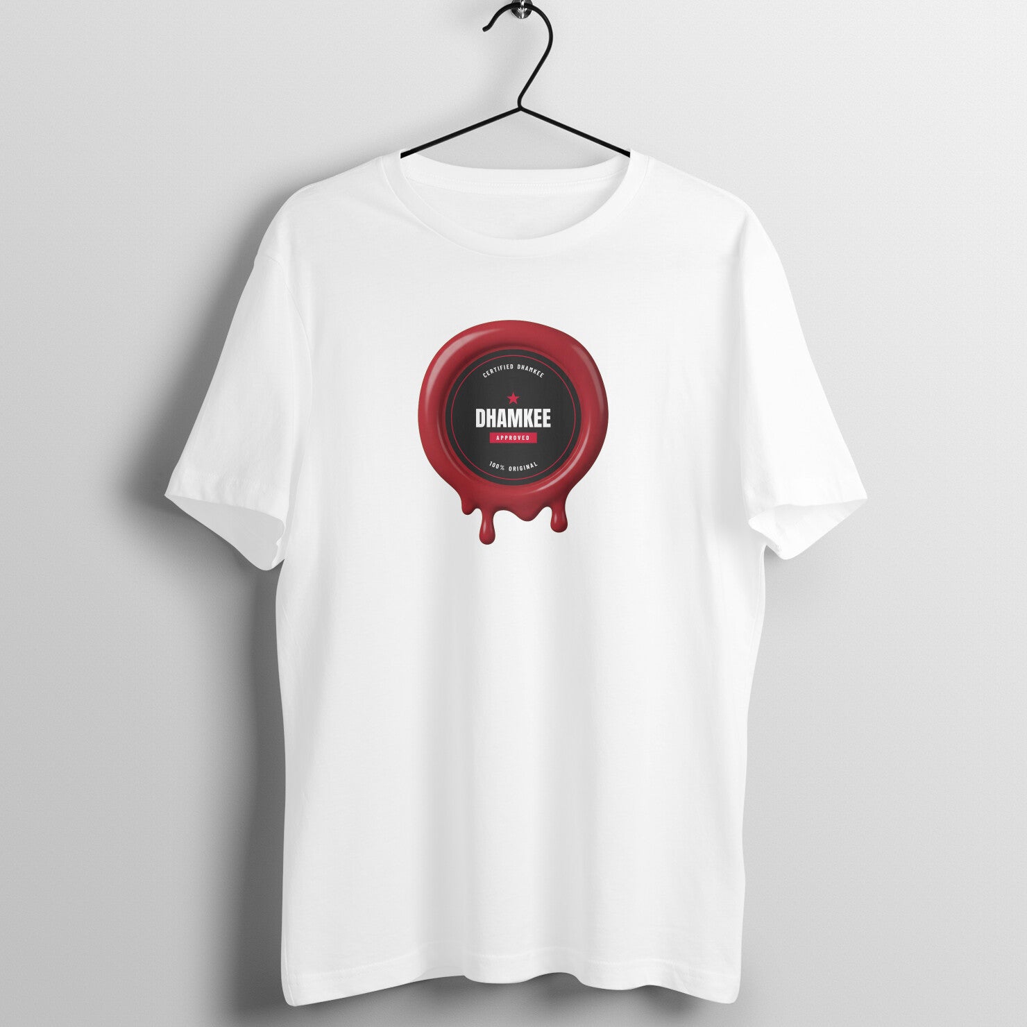 Certified Dhamkee box fit gym t shirt for women in White, front view