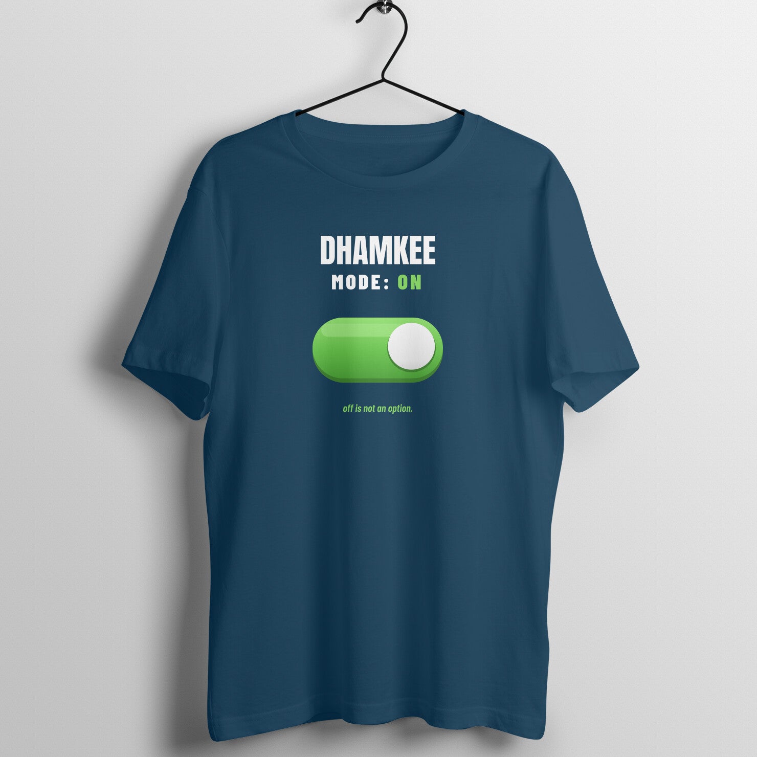 Dhamkee Mode On box fit gym t shirt for women in Navy Blue, front view