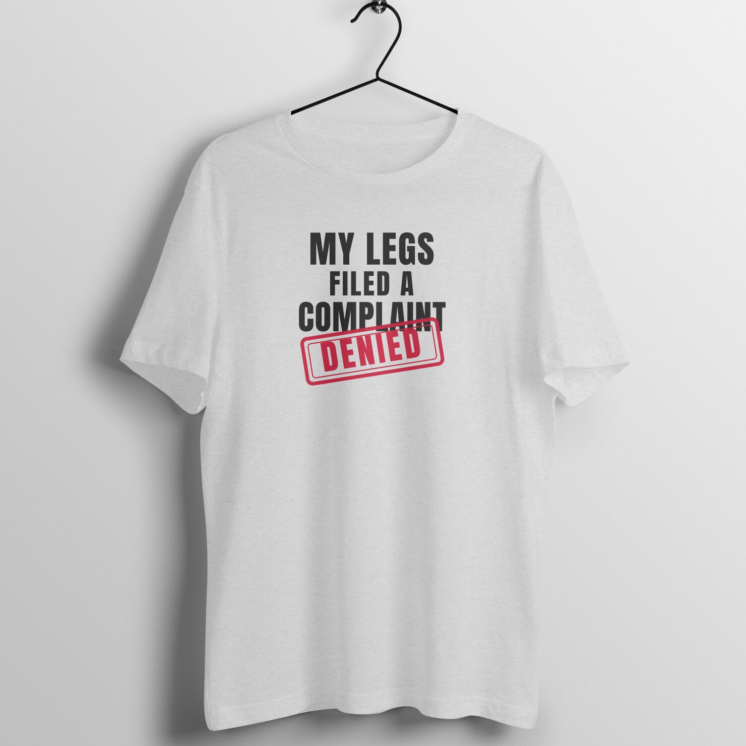 Complaint Denied box fit gym t shirt for women in Melange Grey, front view