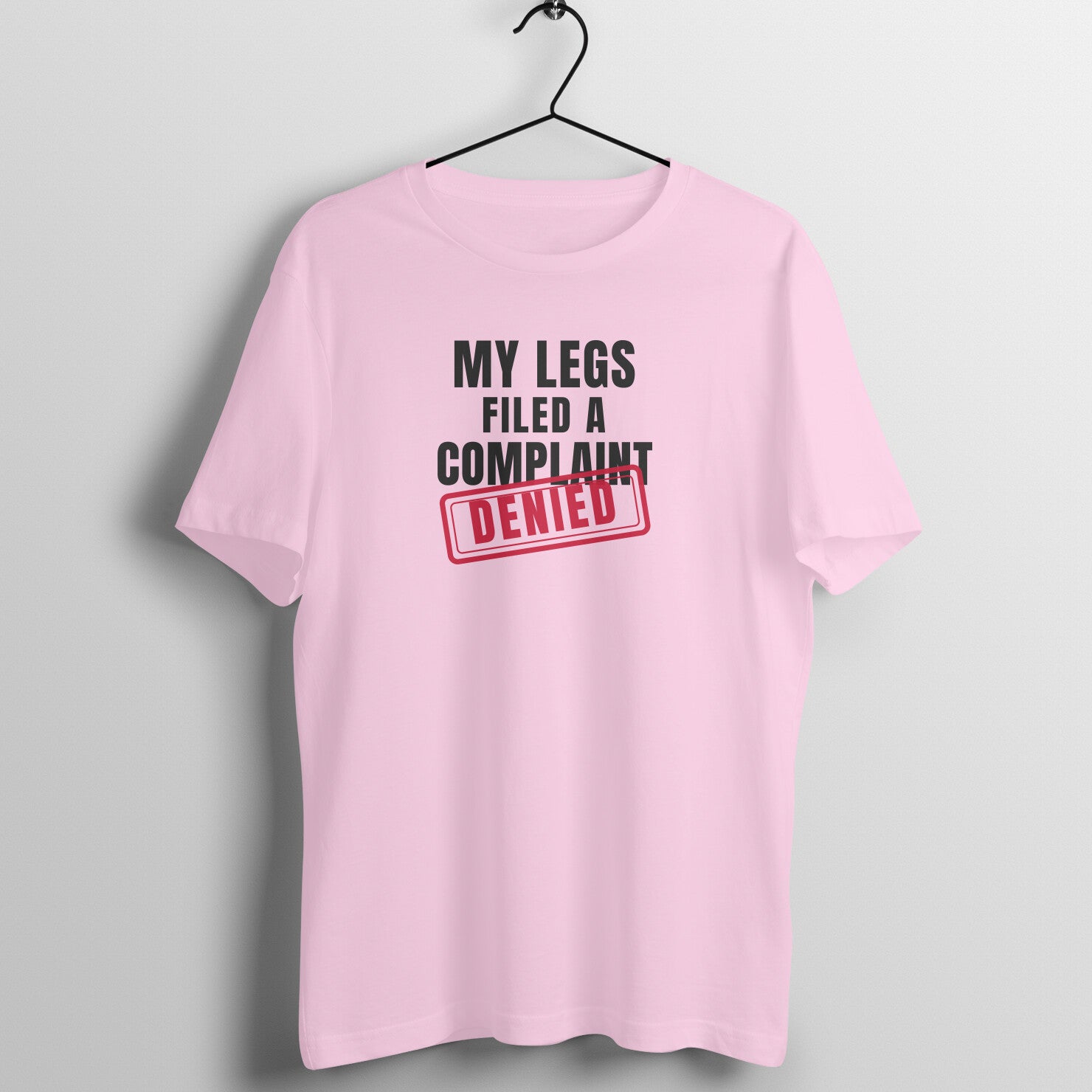 Complaint Denied box fit gym t shirt for women in Light Pink, front view