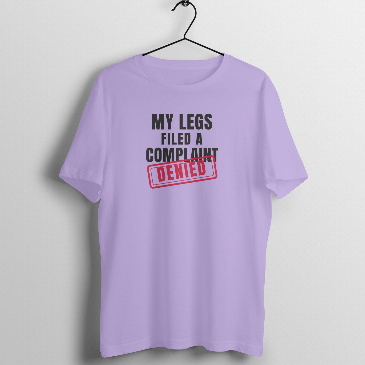 Complaint Denied box fit gym t shirt for women in Iris Lavender, front view