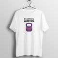 Cardio Grudges box fit gym t shirt for women in White, front view