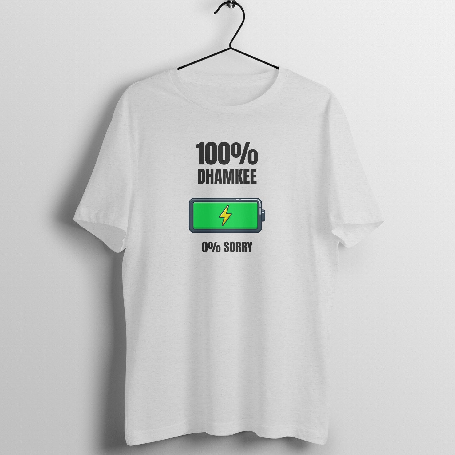 100% Dhamkee box fit gym t shirt for women in Melange Grey, front view
