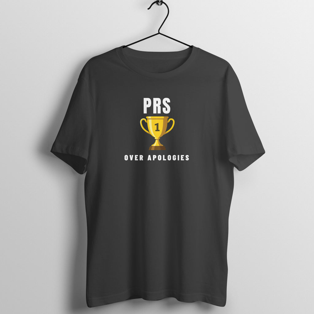 PRs Over Apologies box fit gym t shirt for women in Black, front view