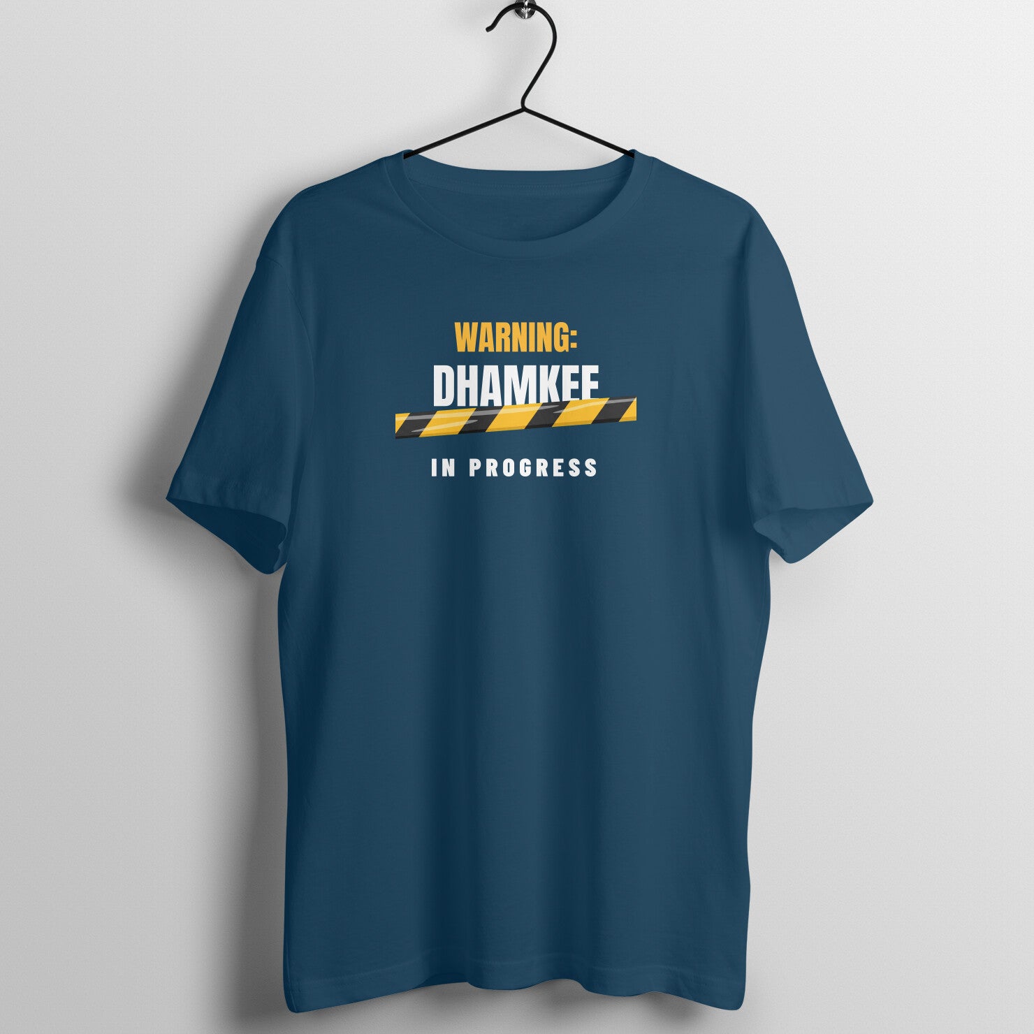 Dhamkee In Progress box fit gym t shirt for women in Navy Blue, front view