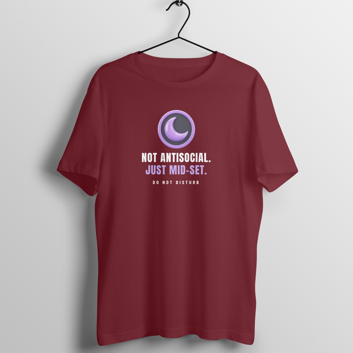 Just Mid-Set box fit gym t shirt for women in Maroon, front view