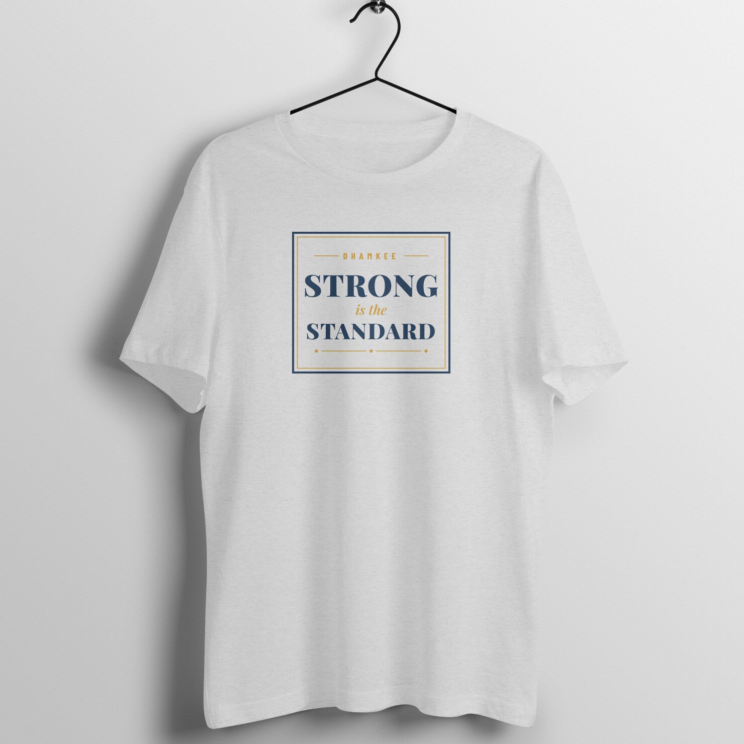 Strong Is The Standard box fit gym t shirt for women in Melange Grey, front view