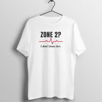 Zone 2? Don't Know Her box fit gym t shirt for women in White, front view