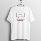 Gym Doesn't Talk Back box fit gym t shirt for women in White, front view