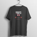 Deadlifts & Drama-Free box fit gym t shirt for women in Black, front view