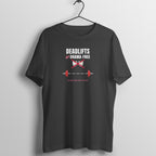 Deadlifts & Drama-Free box fit gym t shirt for women in Black, front view