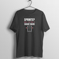 Sprints To The Rack box fit gym t shirt for women in Black, front view
