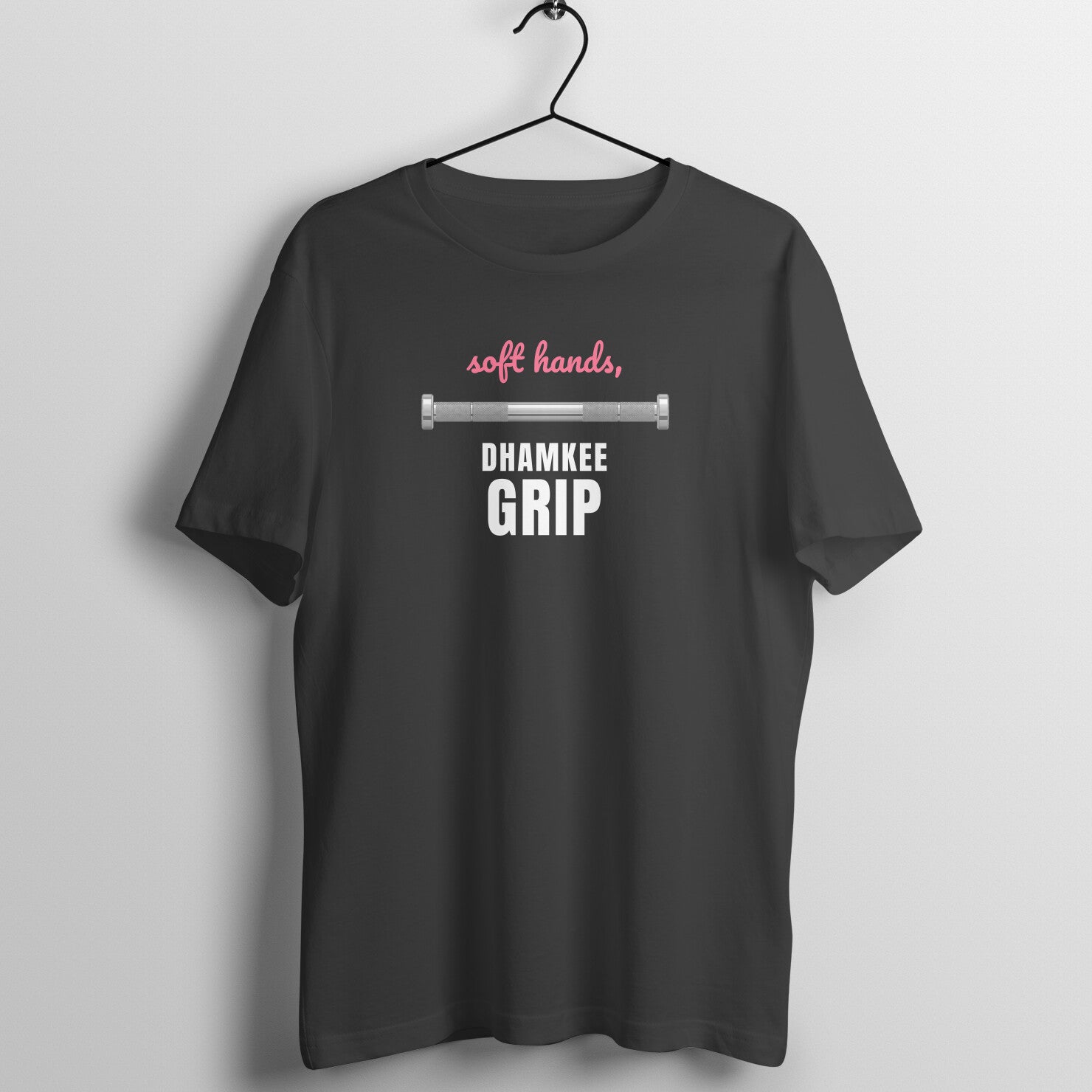 Dhamkee Grip box fit gym t shirt for women in Black, front view