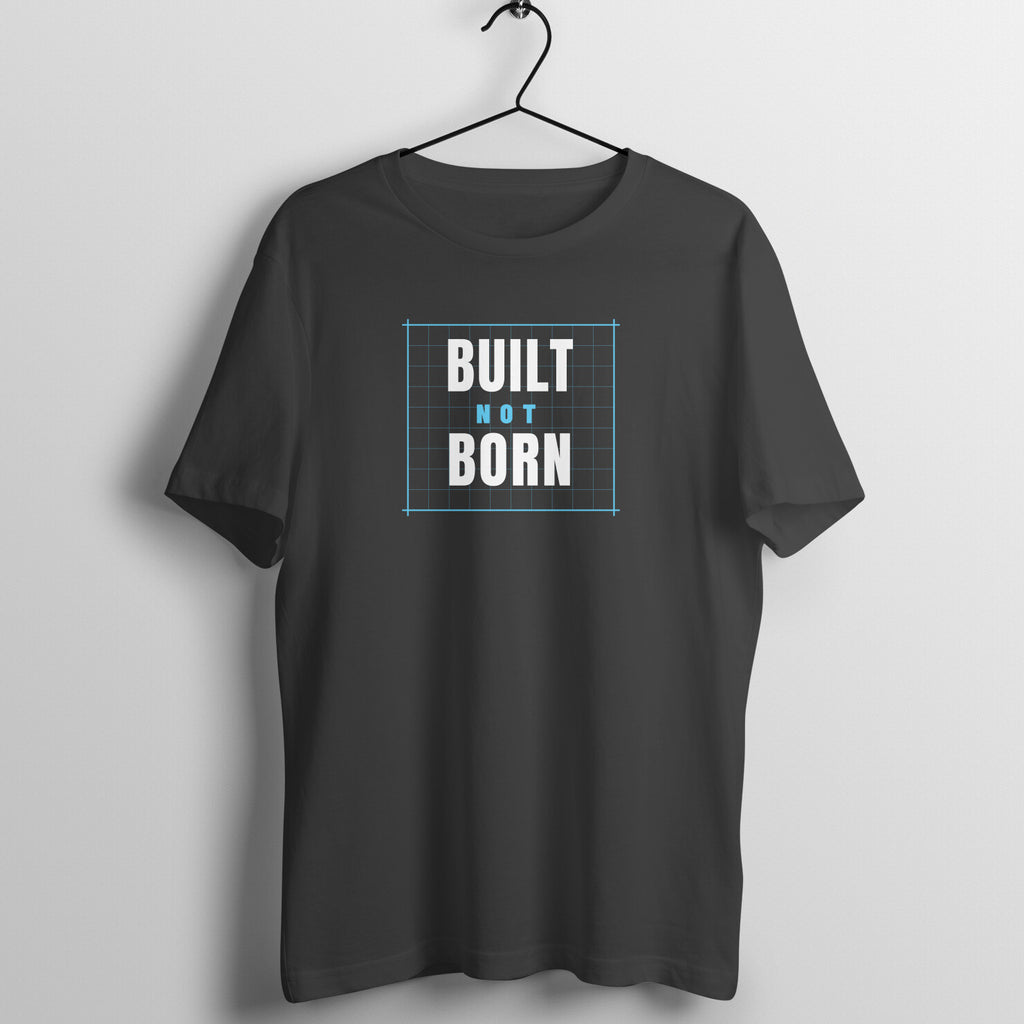 Built Not Born box fit gym t shirt for women in Black, front view