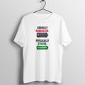 Socially Exhausted box fit gym t shirt for women in White, front view