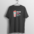 Protein First box fit gym t shirt for women in Black, front view