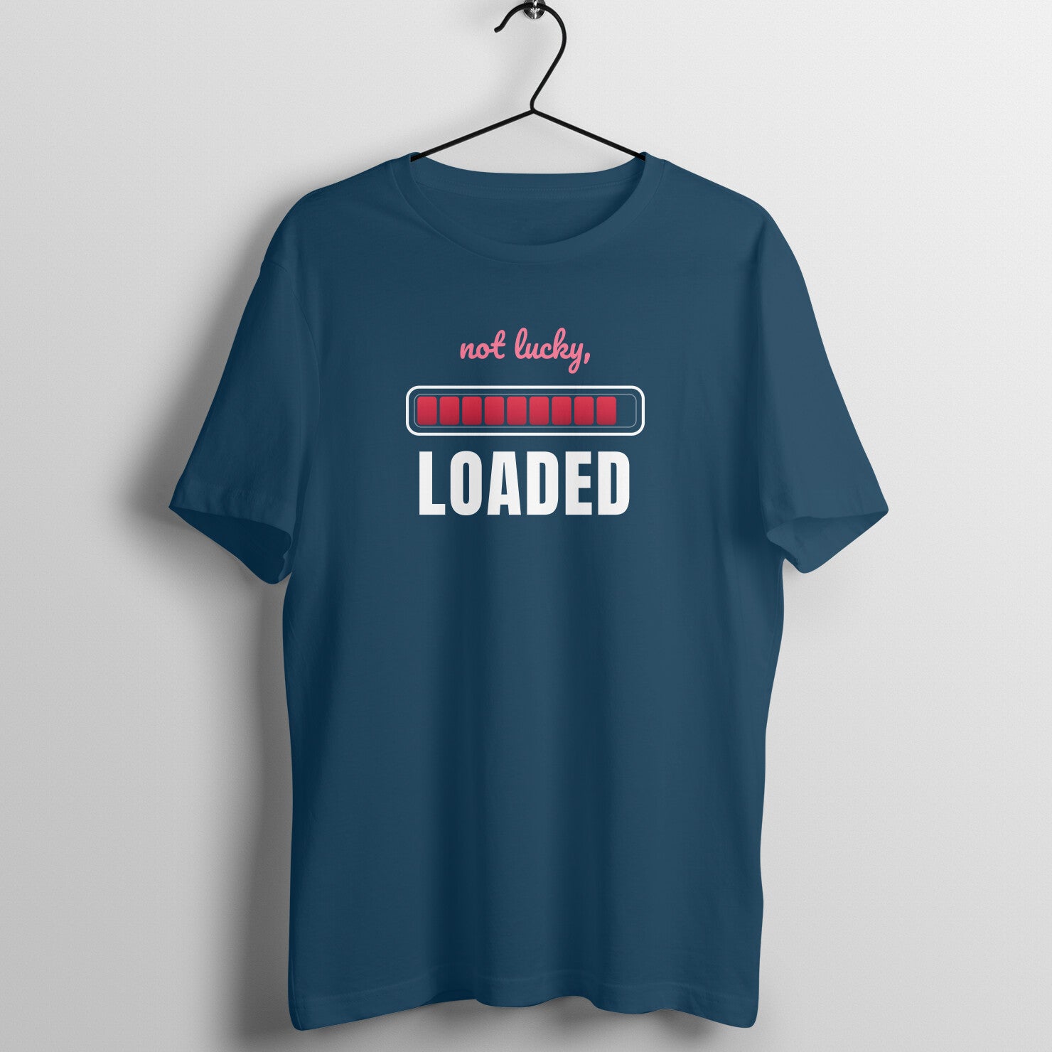 Not Lucky, Loaded box fit gym t shirt for women in Navy Blue, front view