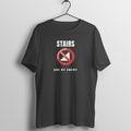 Stairs Are My Enemy box fit gym t shirt for women in Black, front view
