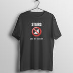Stairs Are My Enemy box fit gym t shirt for women in Black, front view