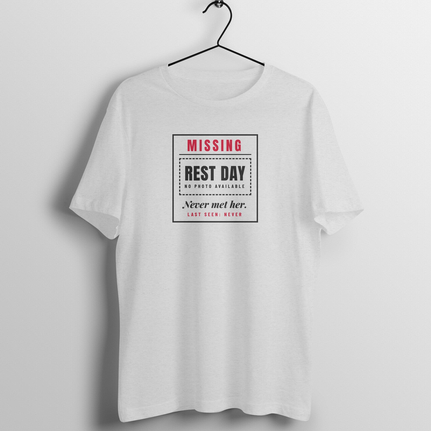 Never Met Rest Day box fit gym t shirt for women in Melange Grey, front view