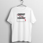 In This Economy? box fit gym t shirt for women in White, front view