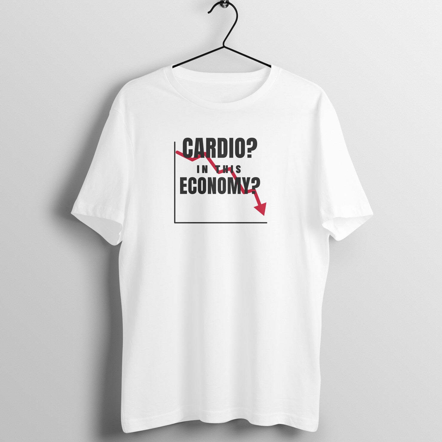In This Economy? box fit gym t shirt for women in White, front view