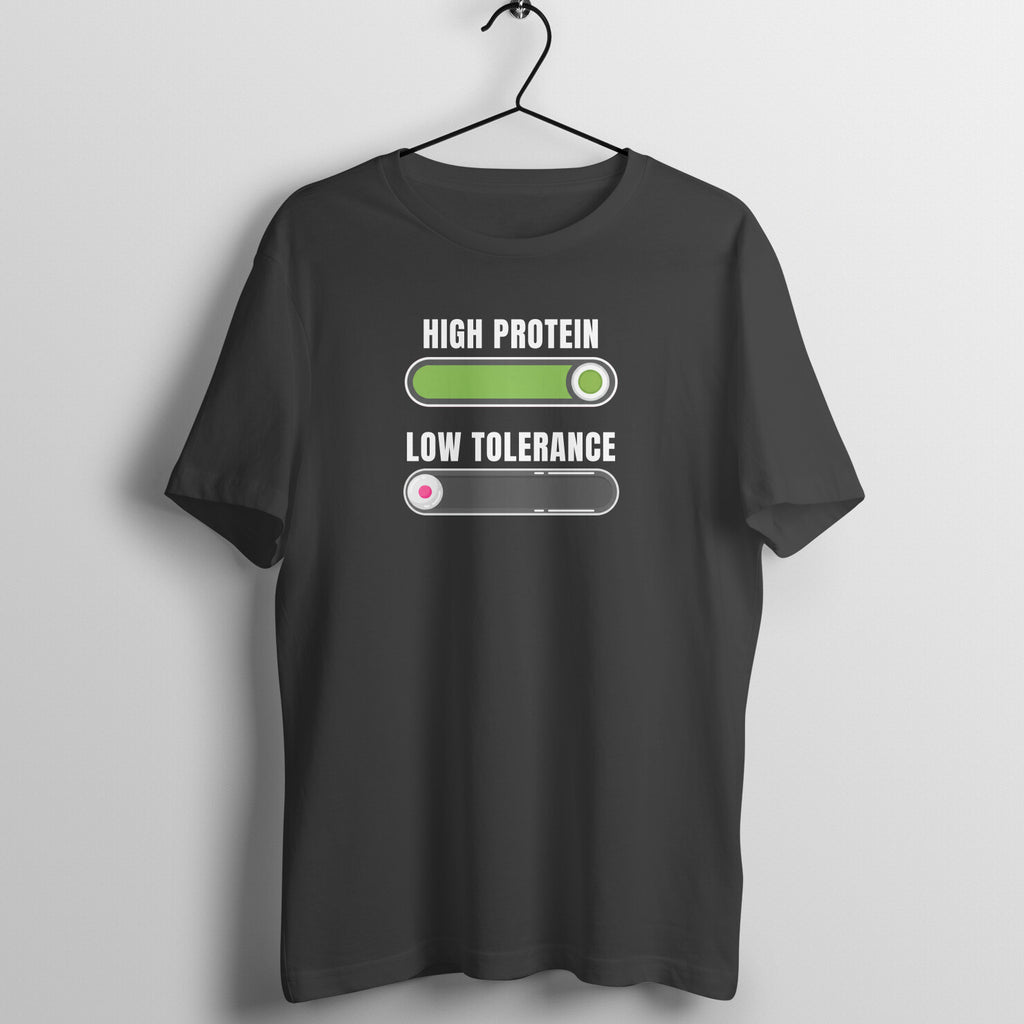 Low Tolerance box fit gym t shirt for women in Black, front view