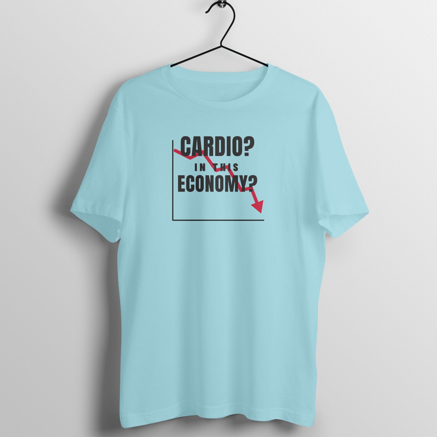 In This Economy? box fit gym t shirt for women in Surf Blue, front view