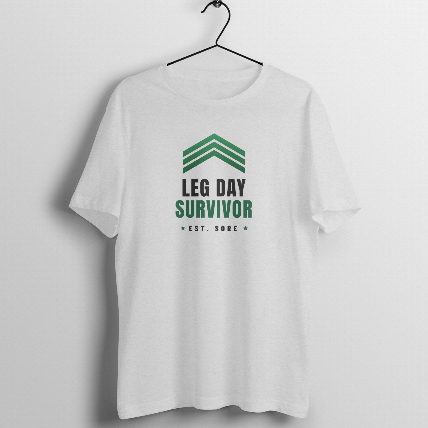 Leg Day Survivor box fit gym t shirt for women in Melange Grey, front view